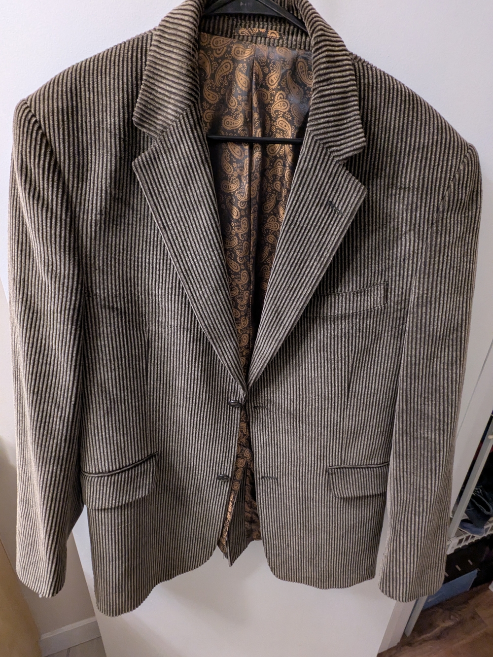 Perry Ellis Corduroy Blazer Vintage Paisley Brown 42R